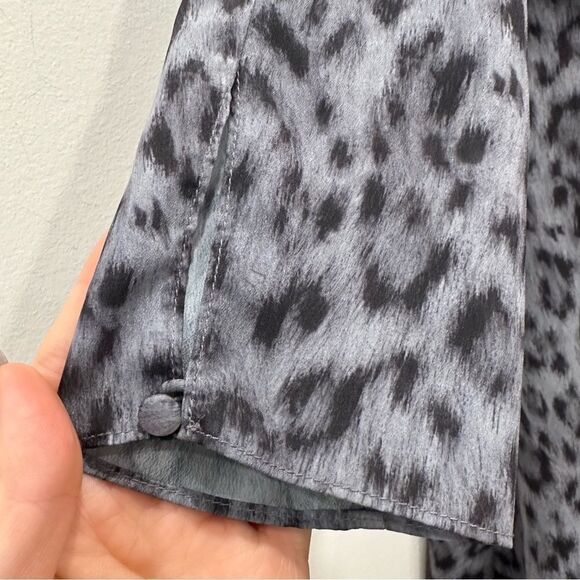 Joie Acantha Leopard Wrap Asymmetrical Hem Long Sleeve Dress size S - Picture 10 of 14